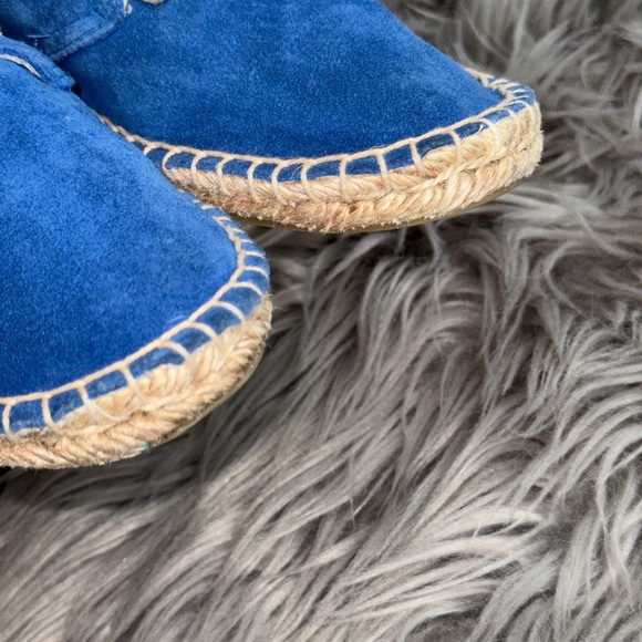 EUC Soludos Derby Lace Up Espadrille Blue Suede Sneaker Shoes Size 7 - Picture 5 of 7